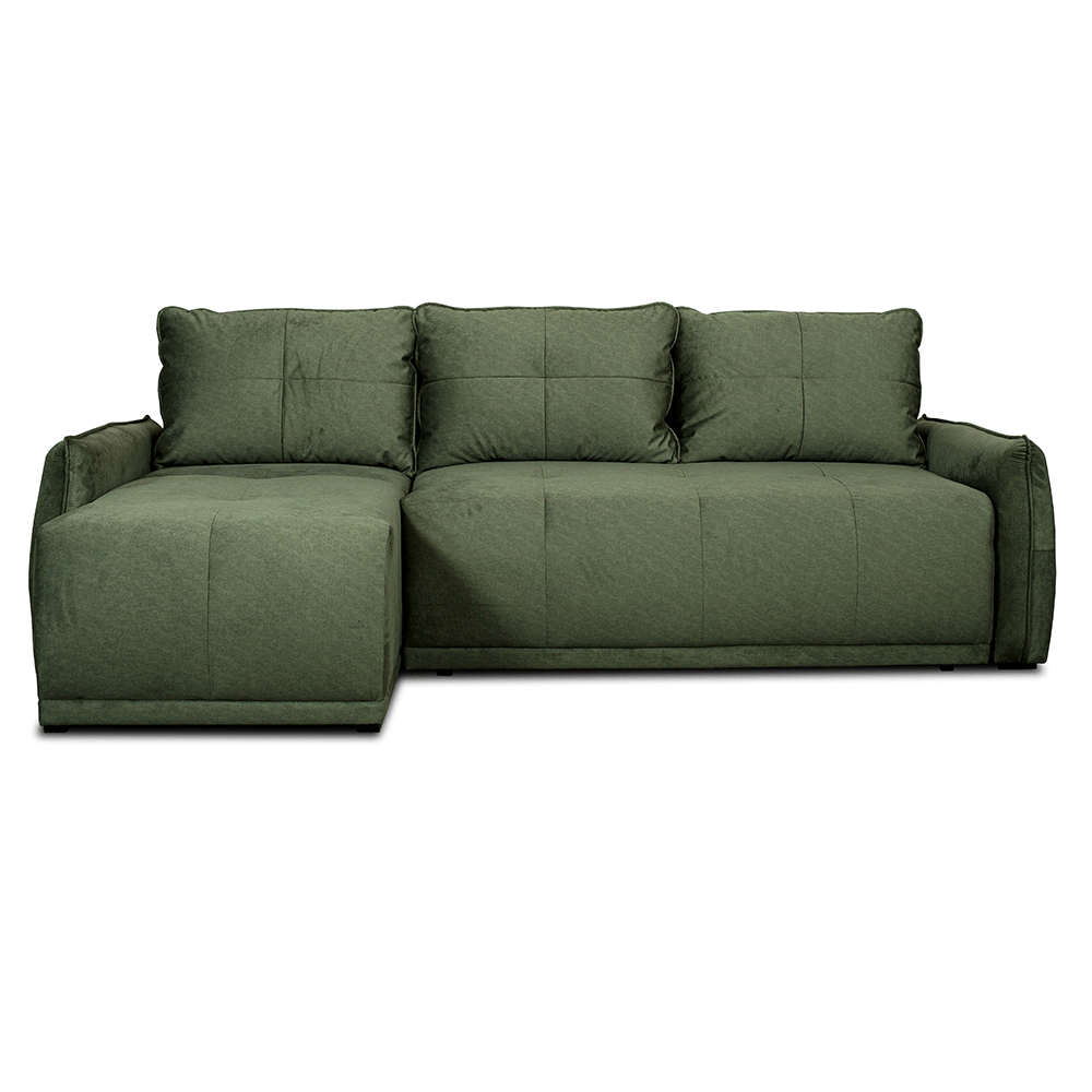 Coltar Extensibil Joy, Interschimbabil Stanga/Dreapta, 254 Cm verde cu lada
