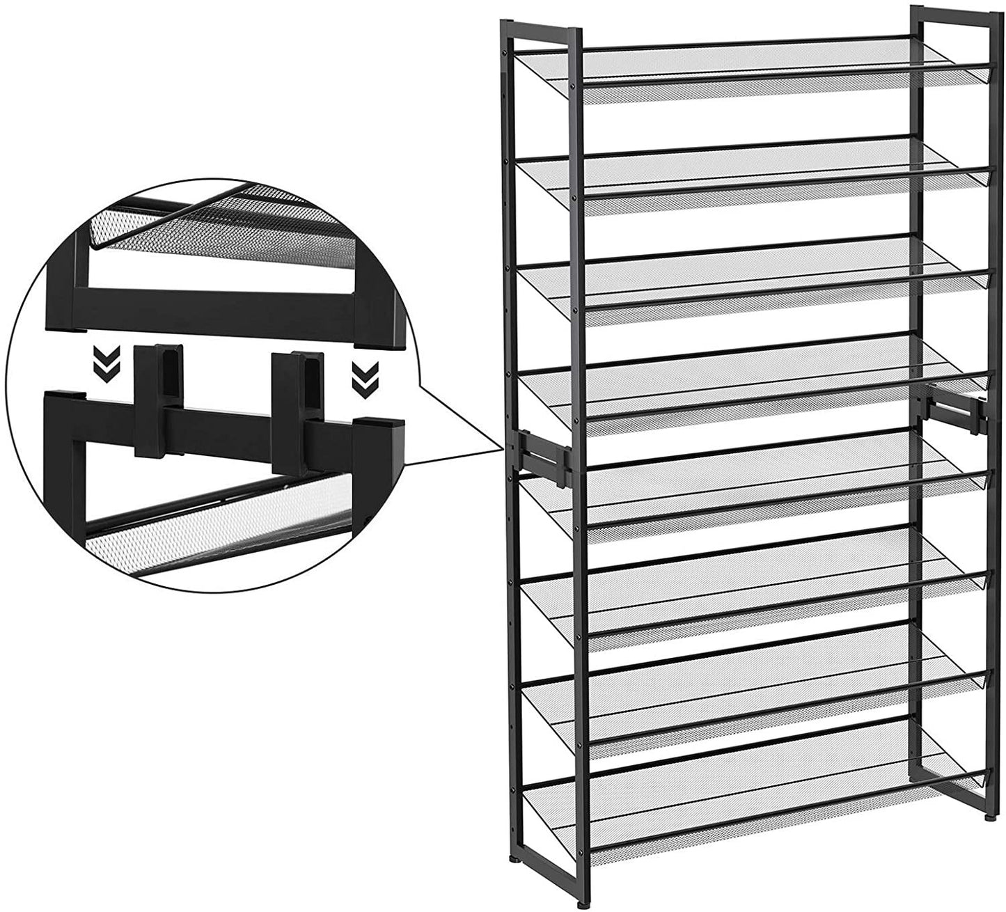 Raft Pantofi Steel , Negru, 92.5 Cm