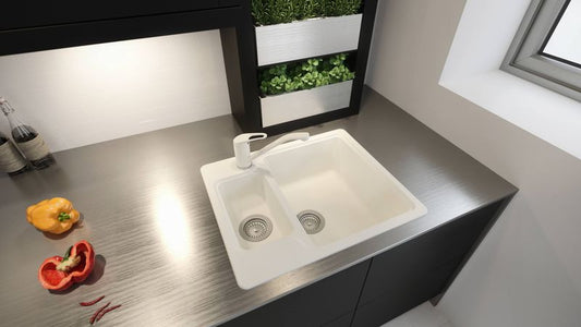 Chiuveta bucatarie Schock Manhattan N-150 Cristalite Alpina, granit, reversibila, montare pe blat 61 x 51 cm