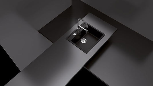 Chiuveta bucatarie Schock Mono N-100 Cristadur Puro cu sifon automat, granit, montare pe blat 57 x 51 cm