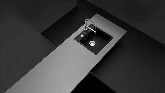 Chiuveta bucatarie Schock Mono N-100S Cristadur Puro cu sifon automat, granit, montare pe blat 49 x 51 cm