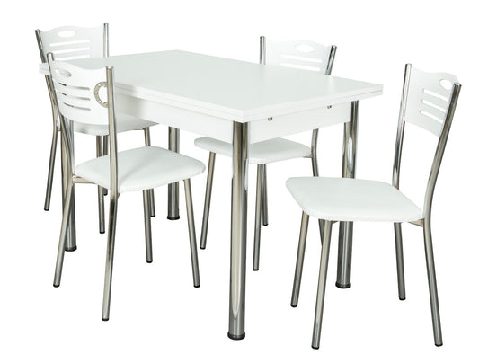 Set Masa Extensibila cu 4 Scaune Artemis, Alb