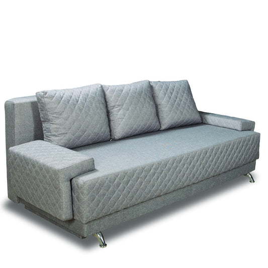 Canapea Extensibila Karla, 3 Locuri, Click Clack, Cu Lada De Depozitare, Argintiu, 212 x 95 x 79 Cm