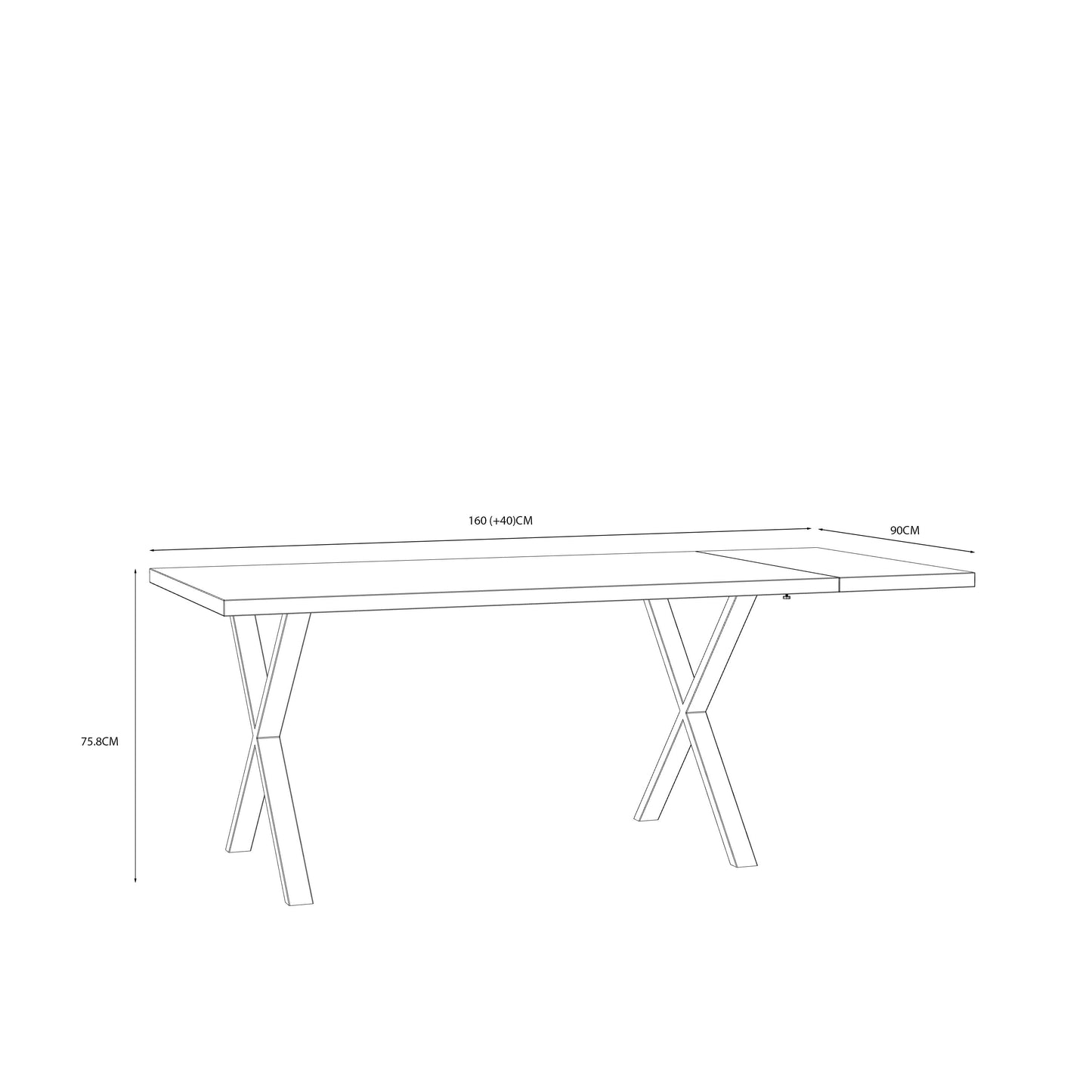 Masa Fixa Cu Sistem De Extensie Garage Negru Mat Si Lemn Vintage, 160/200 x 75.8 x 90 Cm