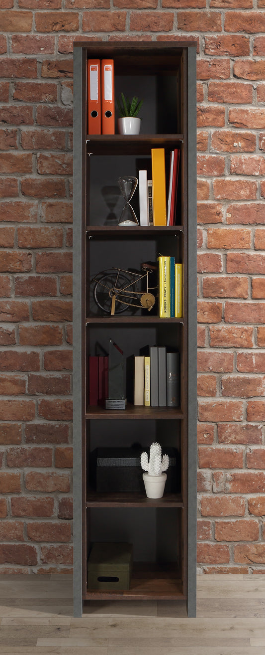 Etajera Clif Cu 6 Rafturi, Lemn Vintage Si Beton Optic Gri Inchis, 47 Cm