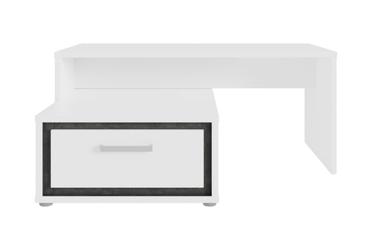 Masa De Cafea Rigmor, Alb, Beton Optic Gri Si Alb Super Lucios, 110 x 48 x 100.8 Cm