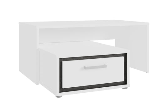 Masa De Cafea Rigmor, Alb, Beton Optic Gri Si Alb Super Lucios, 110 x 48 x 100.8 Cm