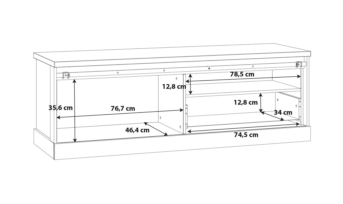 Comoda Tv Kaszimiro, Stejar Waterford Si Negru, 163.2 x 56.2 x 52 Cm