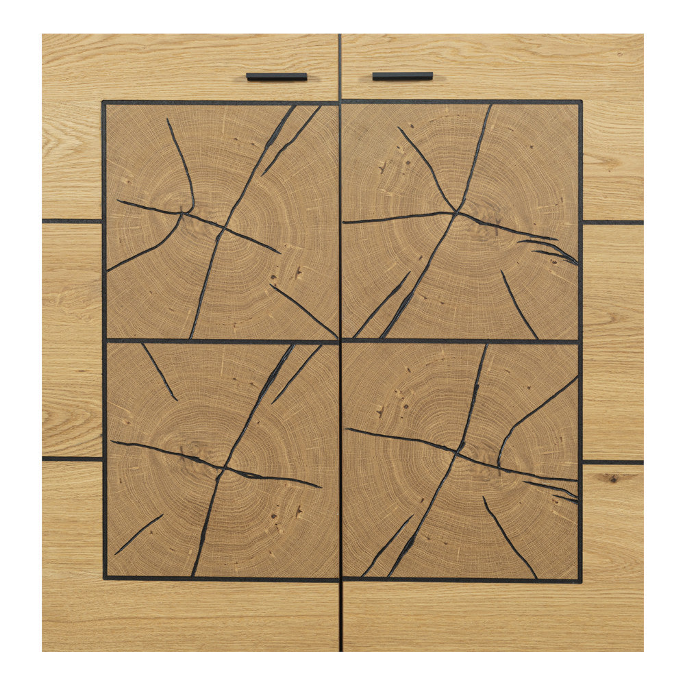 Comoda Bar Urbano Oak Cu 2 Usi, Stejar Rustic Si Negru, 110 Cm