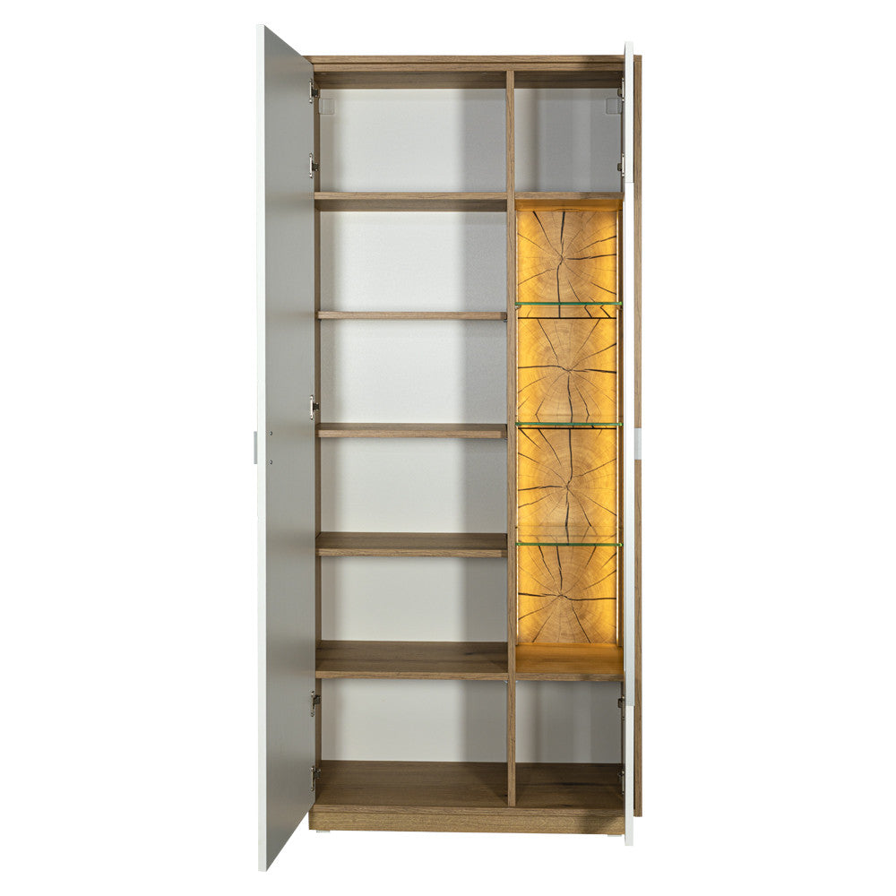 Vitrina Urbano White Cu 2 Usi Alb Si Natur, 85 Cm