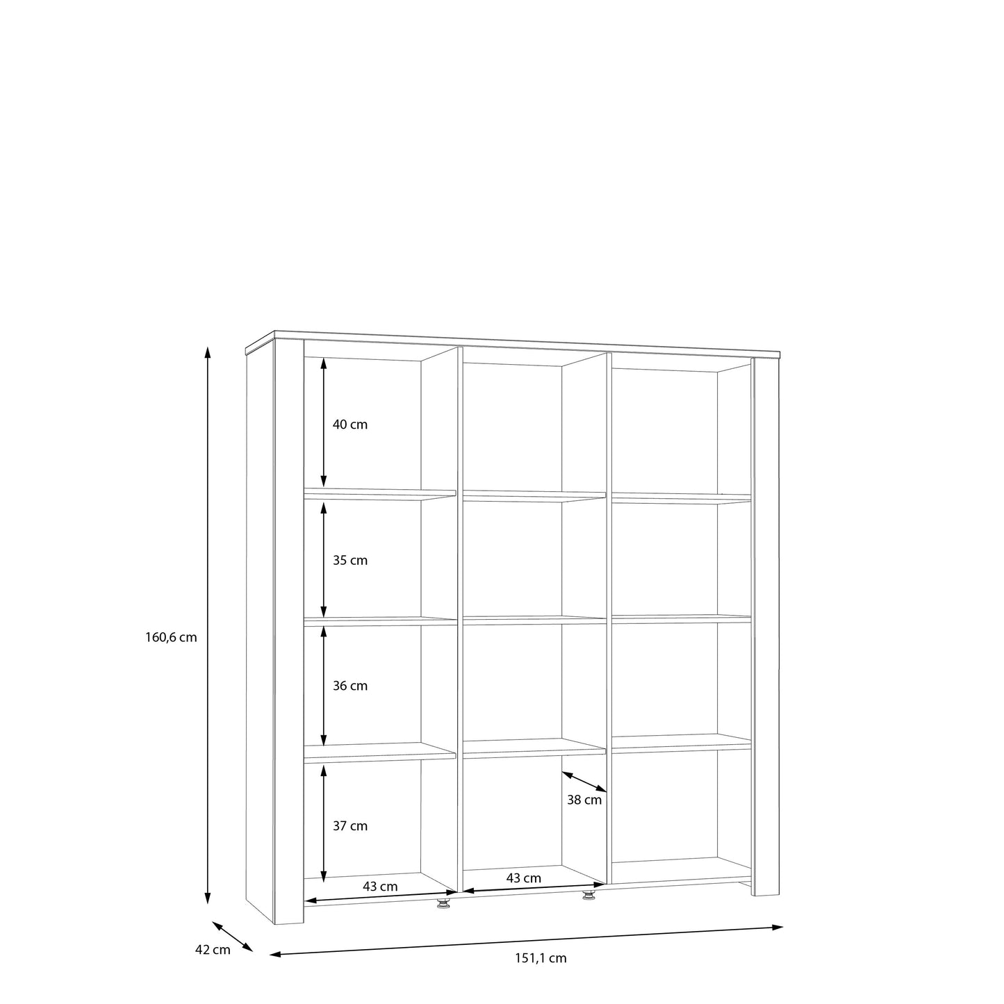 Vitrina Cu 3 Usi Behalf Stejar Riviera Si Stejar Gri, 151.1 Cm