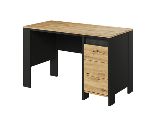 Birou Dot Cu Iluminare Cu 1 Usa Si 1 Sertar, Stejar Negru Si Artizan, 122 Cm