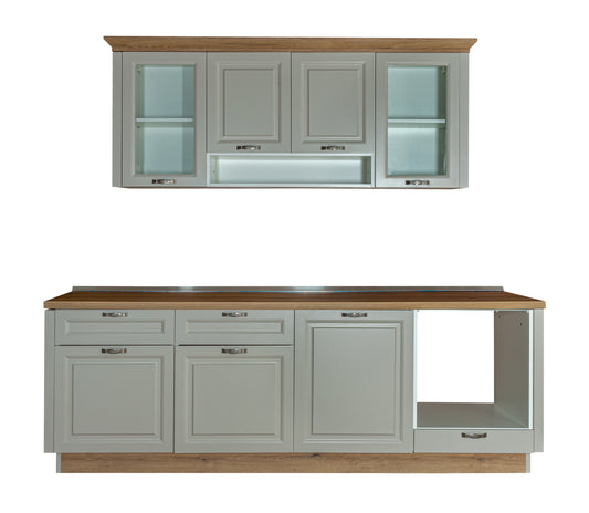 Bucatarie Aqua, Kashmir Si Natur, Front Mdf Vopsit, 251 X 223 X 60 Cm