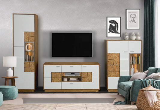 Set Living Urbano White, Alb Si Natur, 285 Cm