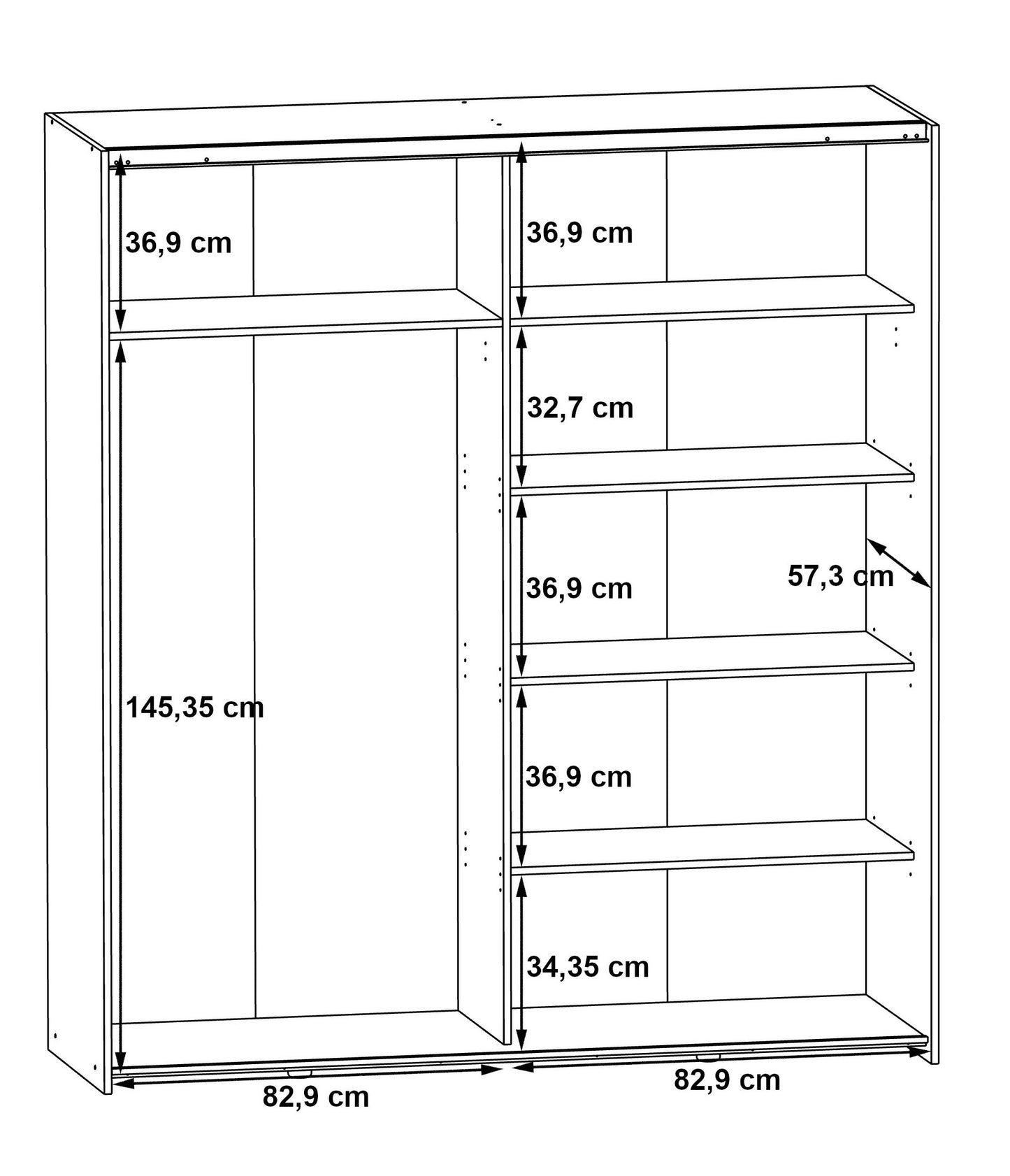 Dulap Kalis Gri Wolfram Uni Si Gri, 170.3 Cm