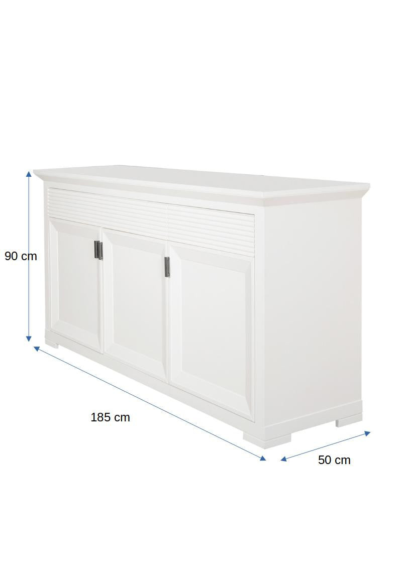 Bufet 3 Usi Si 3 Sertare Verona Bianco Alb, 180.4 Cm