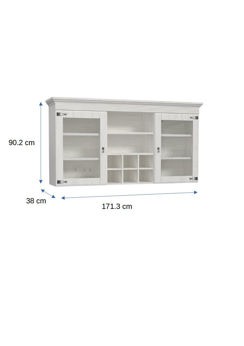 Vitrina Suprapozabil Encanto, Pin Alb, 171.3 Cm