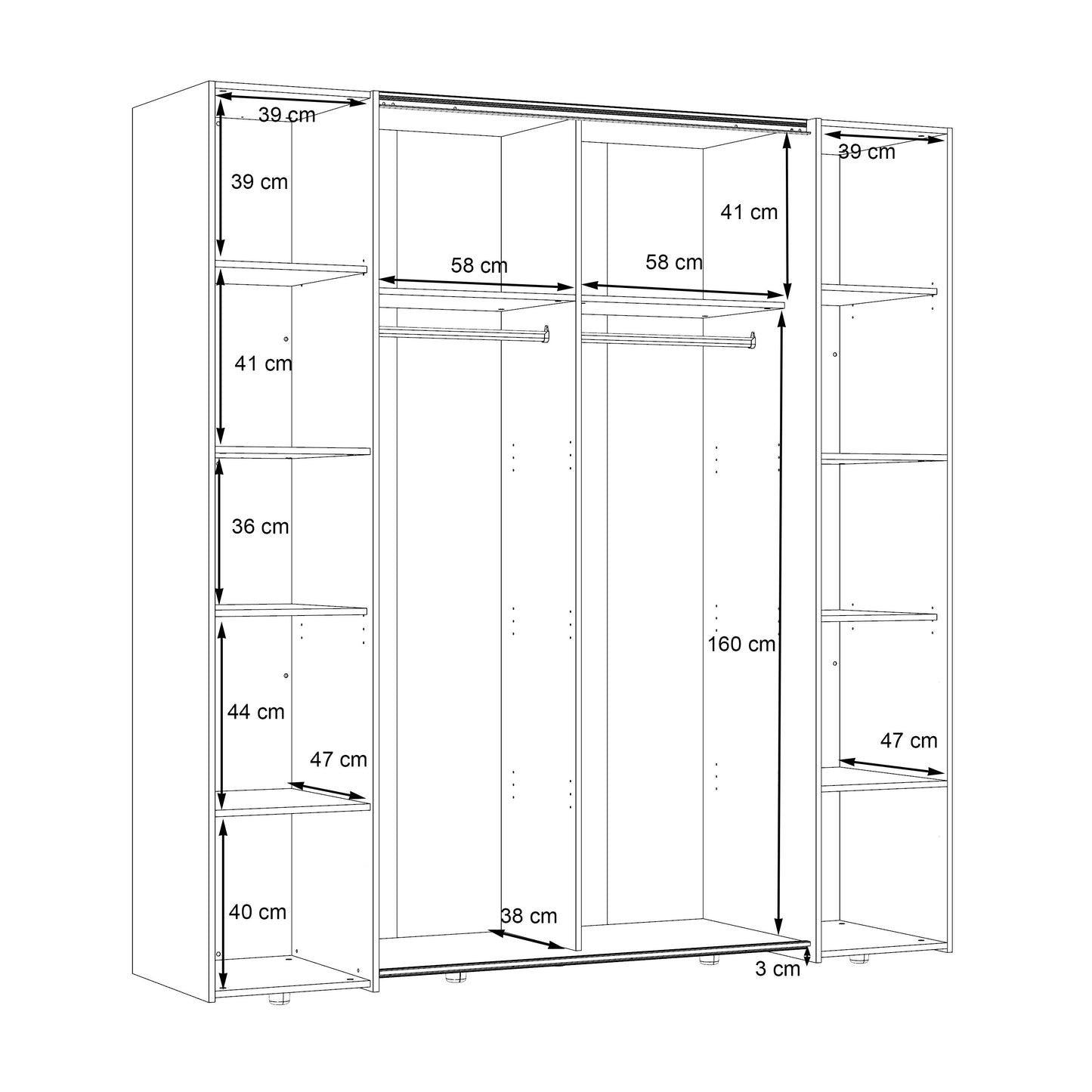 Dulap Cu Oglinda Energy Alb, 200 Cm