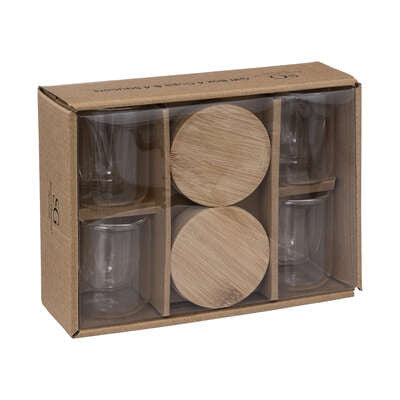 Set 4 Pahare Cu Suport Bamboo, 8 Cl