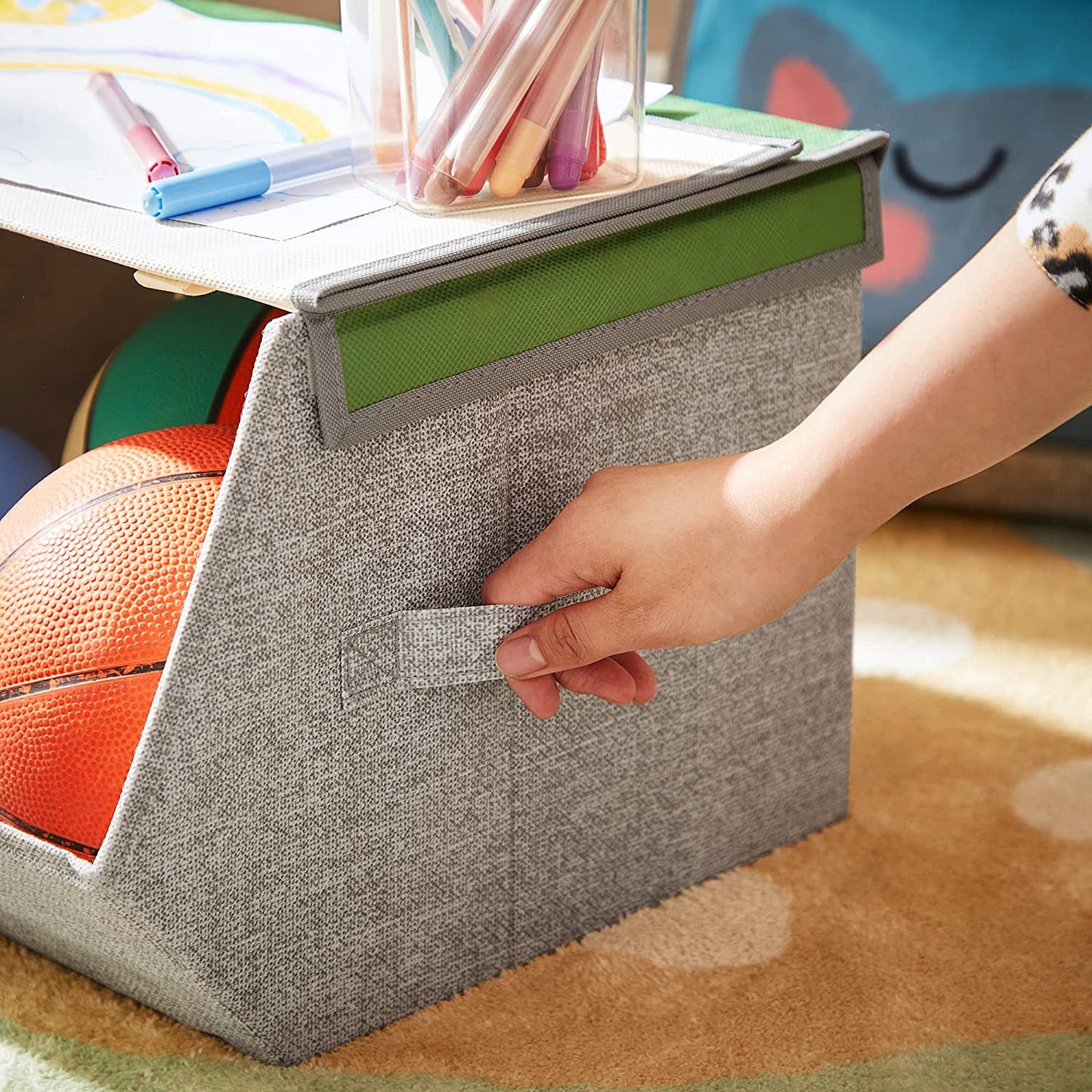 Organizatoare Pliabile Pentru Copii, Cu Manere, Multicolor, 35 X 35 X 25 Cm