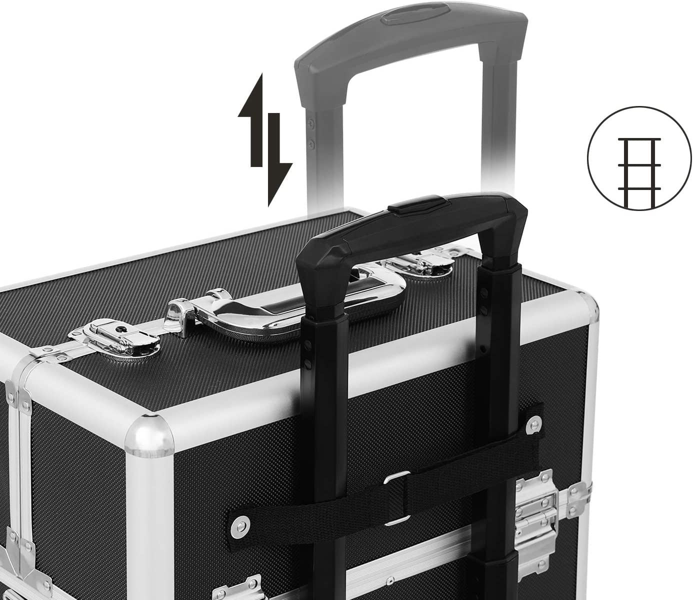 Carucior Mare Pentru Cosmetice 3 In 1 Cu Roti, Negru