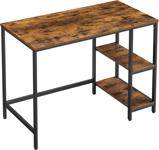 Birou Cu 2 Rafturi Pe Stanga/Dreapta, Maro Rustic Si Negru, 100 X 50 Cm