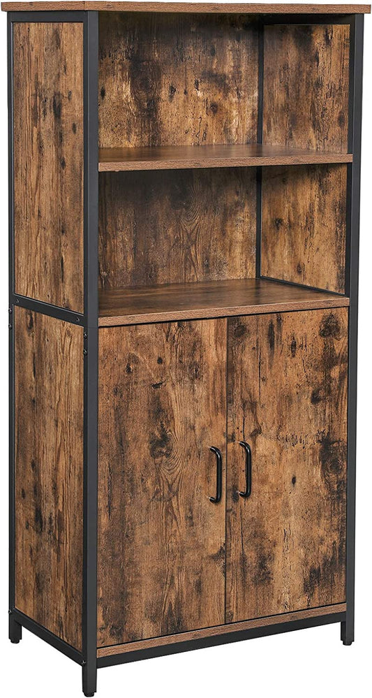 Biblioteca Cu 2 Compartimente Deschise, Vintage Maro Si Negru, 60 Cm