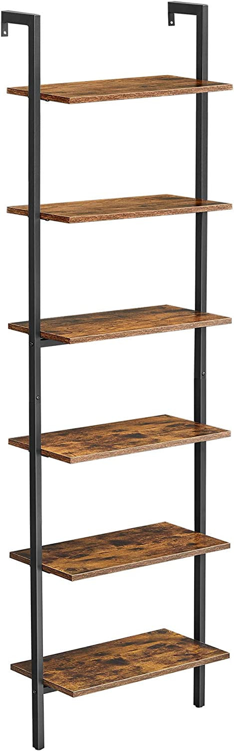 Etajera Cu 6 Rafturi, Maro Rustic Si Negru, 60 Cm