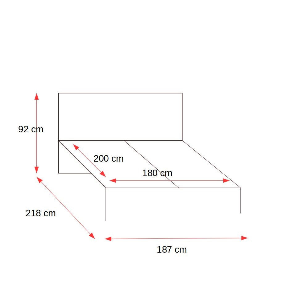 Pat Tentro Dimensiune Saltea 180 x 200 Cm, Cu Somiera Rabatabila Si Lada De Depozitare, Alb Si Stejar Stirling