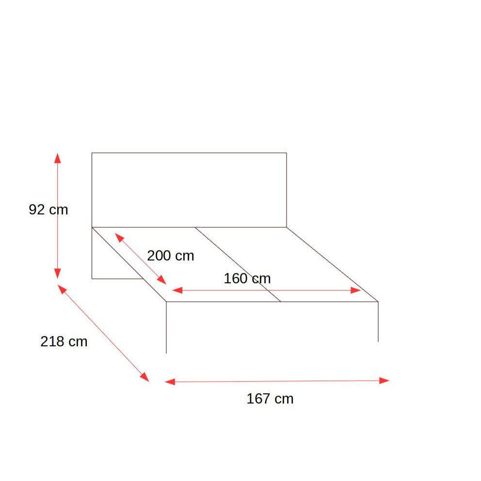 Pat Tentro Dimensiune Saltea 160 x 200 Cm, Cu Somiera Rabatabila Si Lada De Depozitare, Stejar Alb Si Stirling