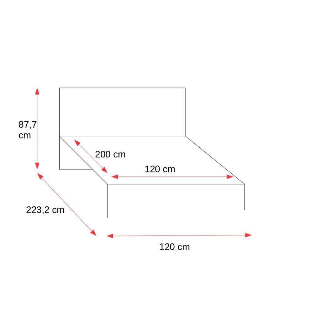 Pat Dormitor Dot Dimensiune Saltea 120 x 200 Cm, Stejar Negru Si Artizanal