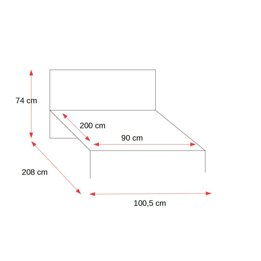 Pat Ramona, Lemn Masiv, Alb, Dimensiune Saltea 90 x 200 Cm