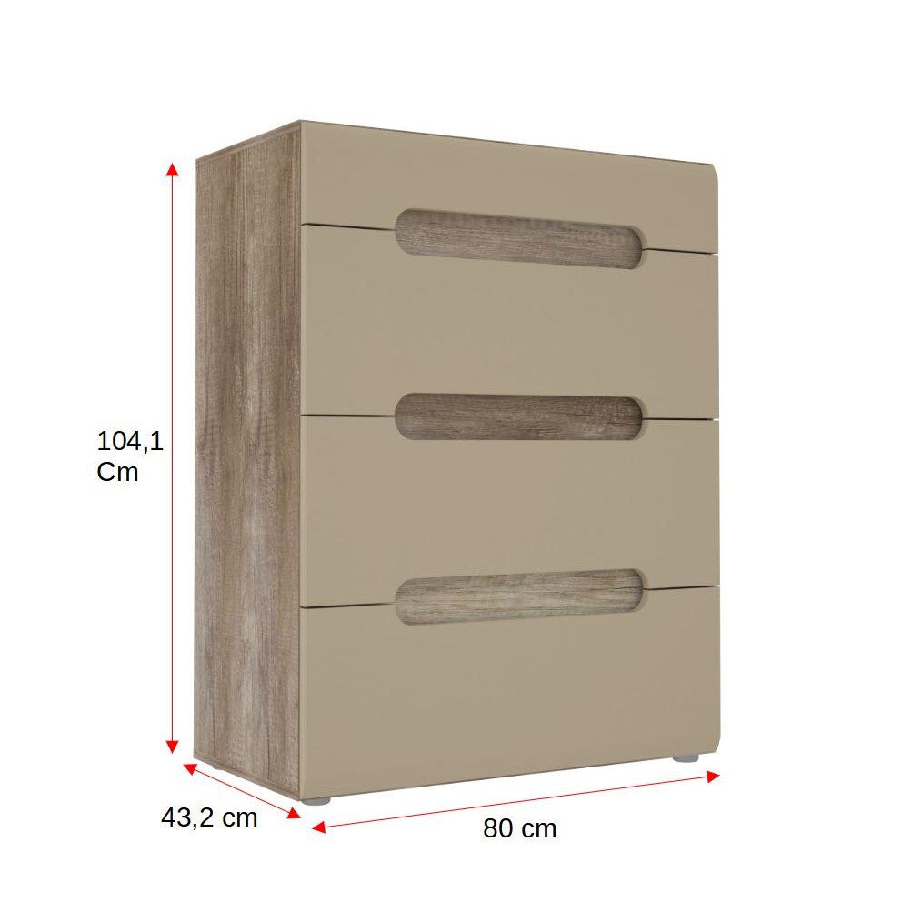 Comoda Tiziano Stejar Antic Si Bej Lucios, 80 Cm