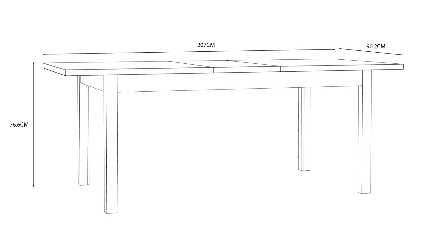 Masa Extensibila Justyna Stejar Mauvella, 160.4/207 X 76.6 X 90 Cm