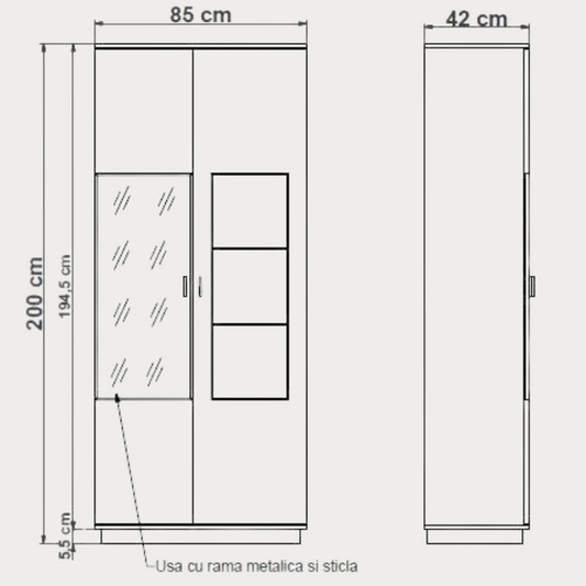 Vitrina Dakota White Cu 2 Usi Alb Si Natur, 85 Cm