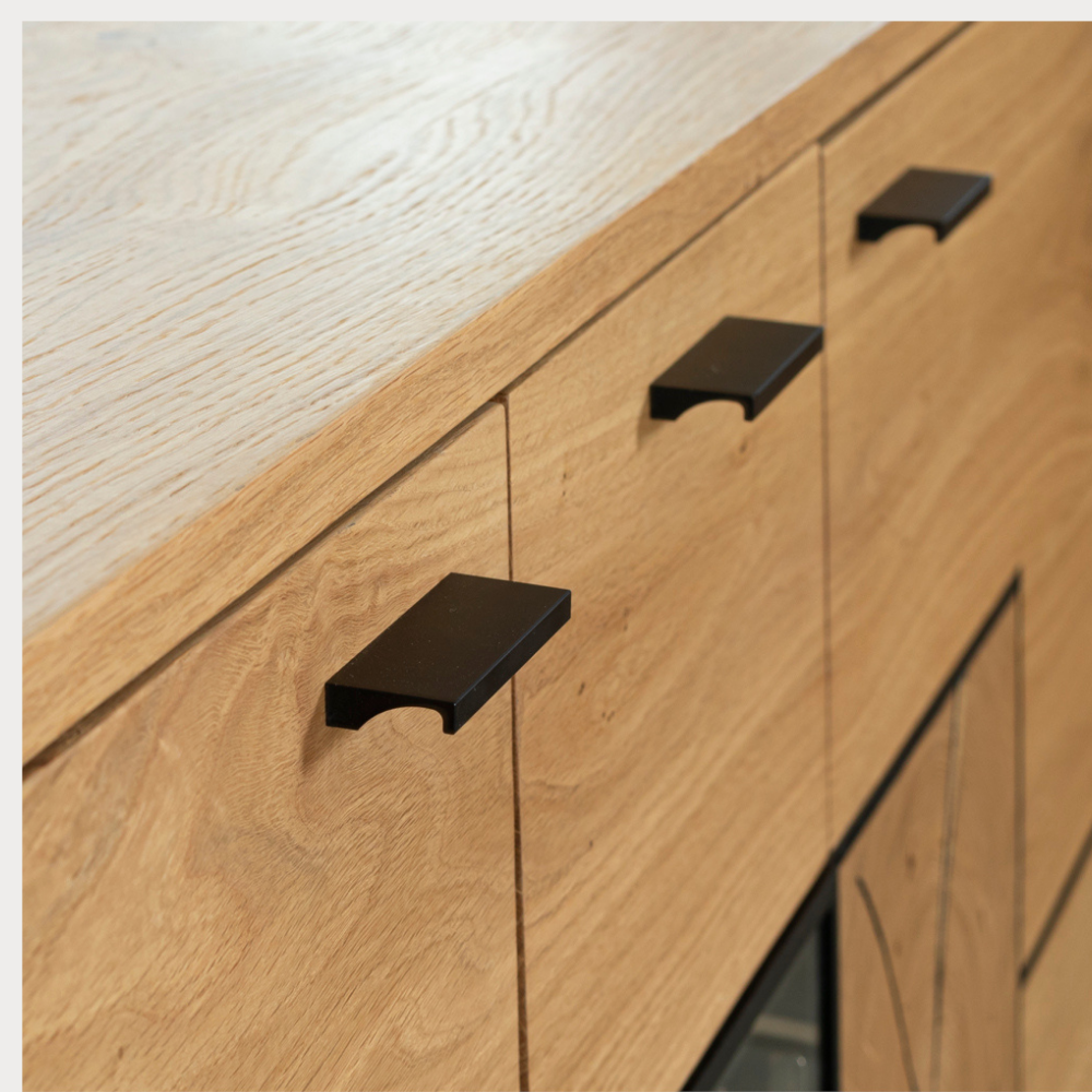 Bufet Urbano Oak Cu 3 Usi Si 1 Sertar, Stejar Rustic Si Negru, 140 Cm