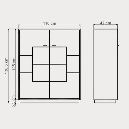 Comoda Bar Urbano Oak Cu 2 Usi, Stejar Rustic Si Negru, 110 Cm