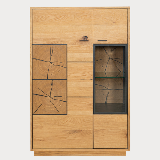 Comoda Bar Urbano Oak Cu 2 Usi, Stejar Rustic Si Negru, 87 Cm