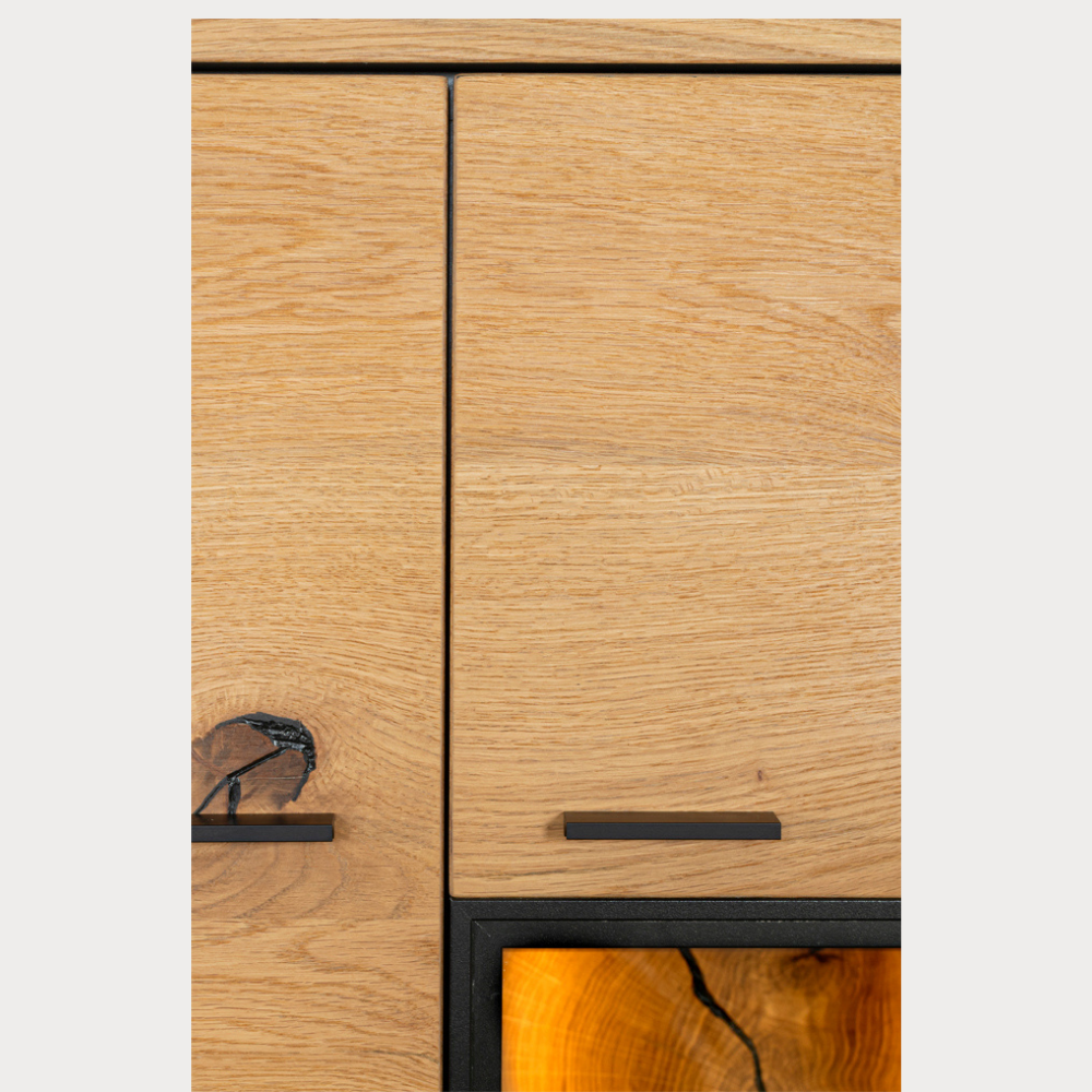 Comoda Bar Urbano Oak Cu 2 Usi, Stejar Rustic Si Negru, 87 Cm