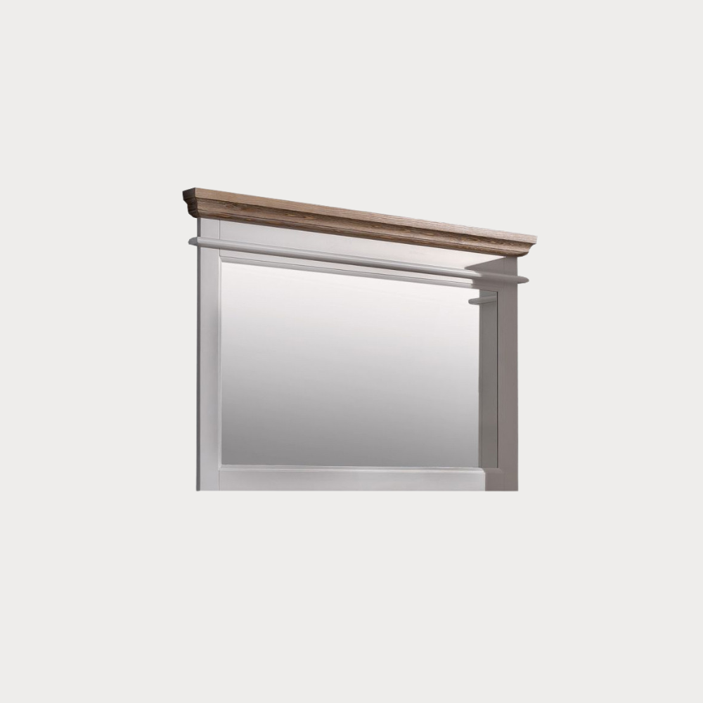 Rama Oglinda Cortina Alb Si Natur, 116 Cm