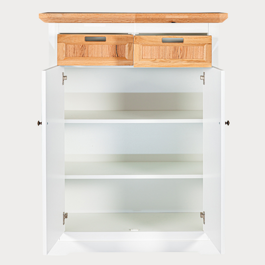 Comoda Tivoli Cu 2 Usi Si 2 Sertare Alb Si Natur, 91 Cm