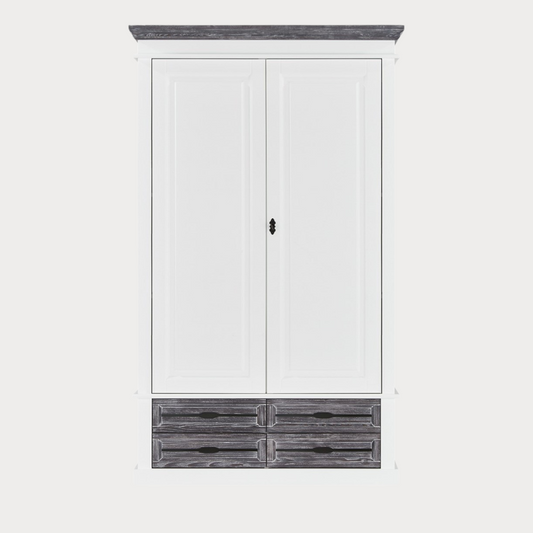 Dulap Cu 2 Usi Si 4 Sertare Cabana, Alb Si Gri, 120 Cm