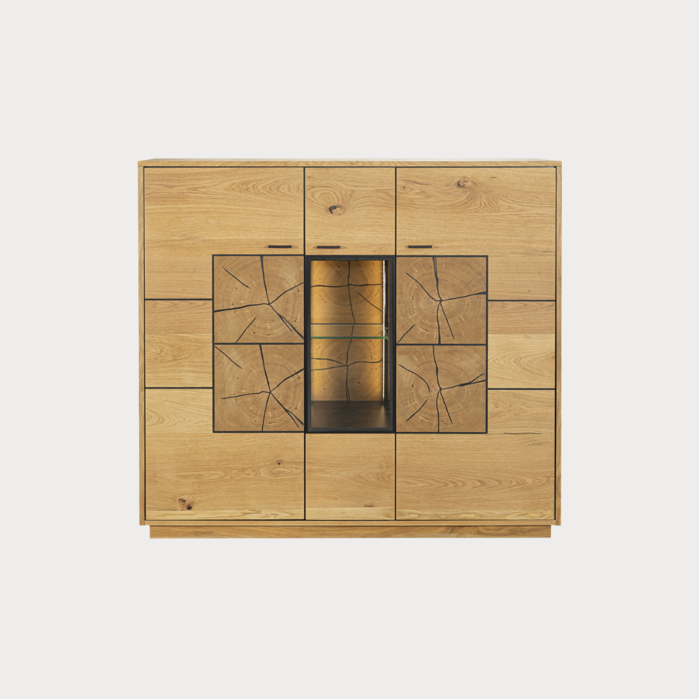 Comoda Bar Urbano Oak Cu 3 Usi, Stejar Rustic Si Negru, 140 Cm