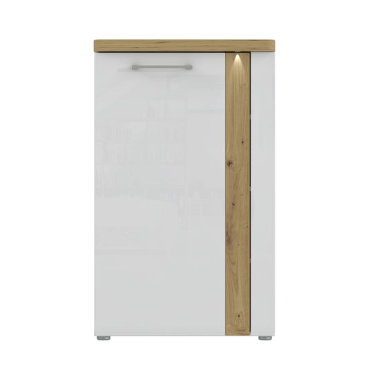 Comoda Cu 1 Usa Hol Tuluza, Stejar Artisan Si Alb Lucios, 60.4 Cm