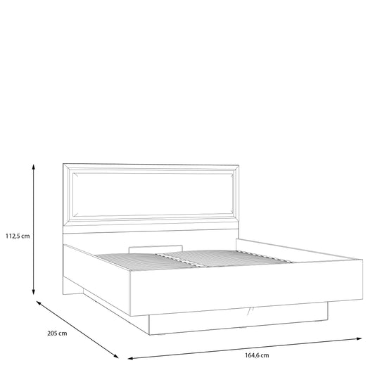 Pat cu somiera Pickadilly, Dimensiune Saltea 160x200 Cm, Gri Deschis Si Stejar Pamantiu