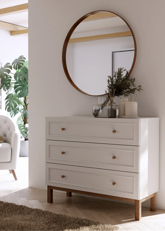 Comoda 3 Sertare Pickadilly, Gri Deschis Si Stejar Pamantiu, 100.2 Cm