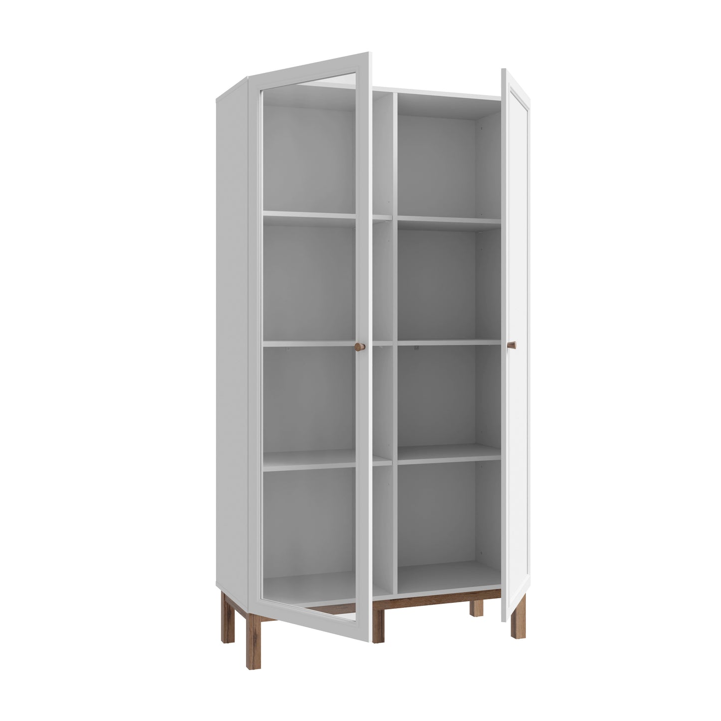 Vitrina 2 Usi Pickadilly, Gri Deschis Si Stejar Pamantiu, 99.9 Cm