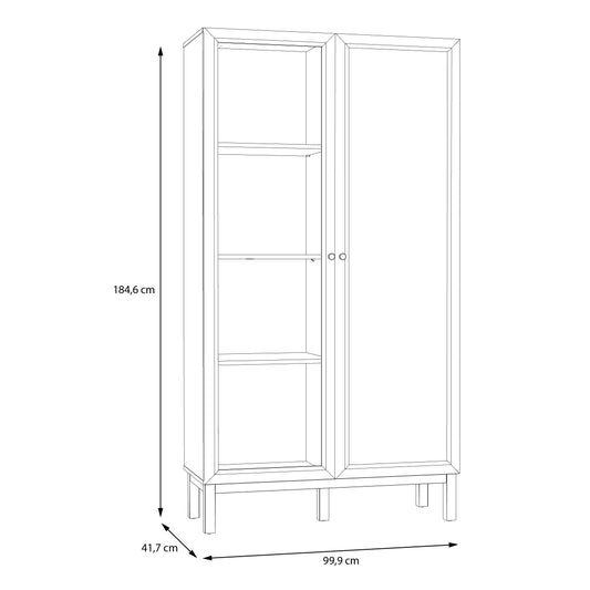 Vitrina 2 Usi Pickadilly, Gri Deschis Si Stejar Pamantiu, 99.9 Cm