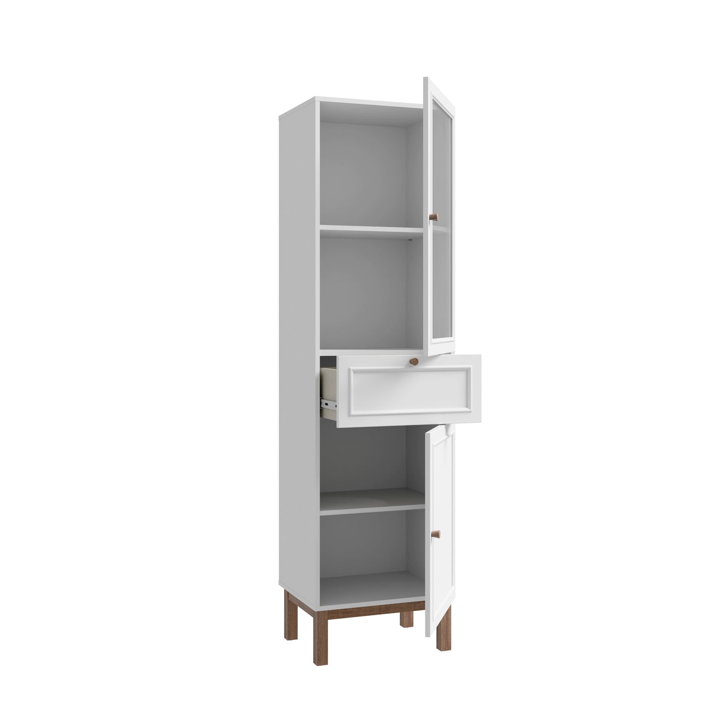 Vitrina 2 Usi Si 1 Sertar Pickadilly, Gri Deschis Si Stejar Pamantiu, 50.2 Cm