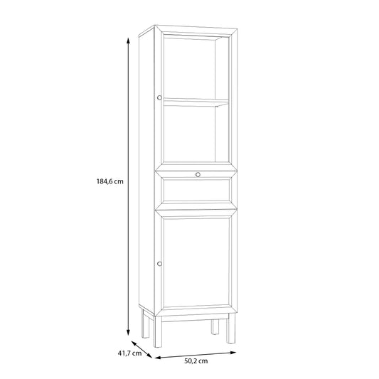 Vitrina 2 Usi Si 1 Sertar Pickadilly, Gri Deschis Si Stejar Pamantiu, 50.2 Cm